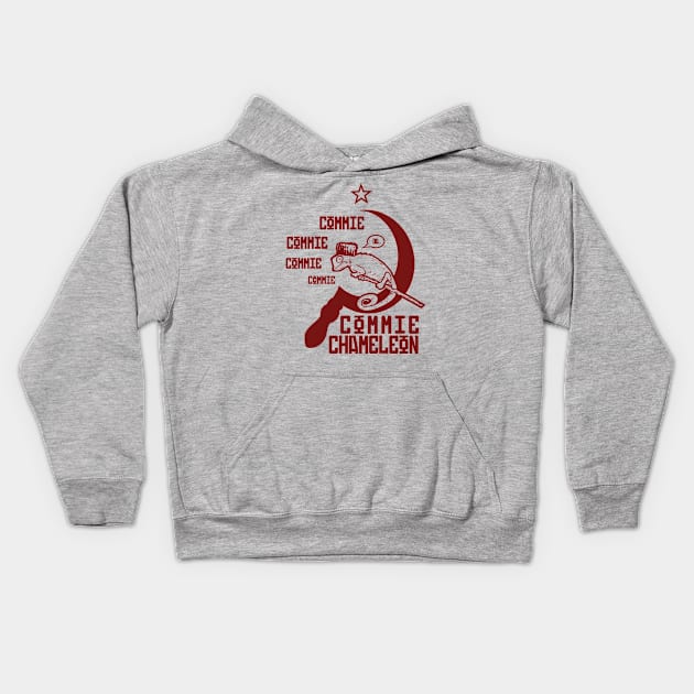 Commie Chameleon (red) Kids Hoodie by Hurmly